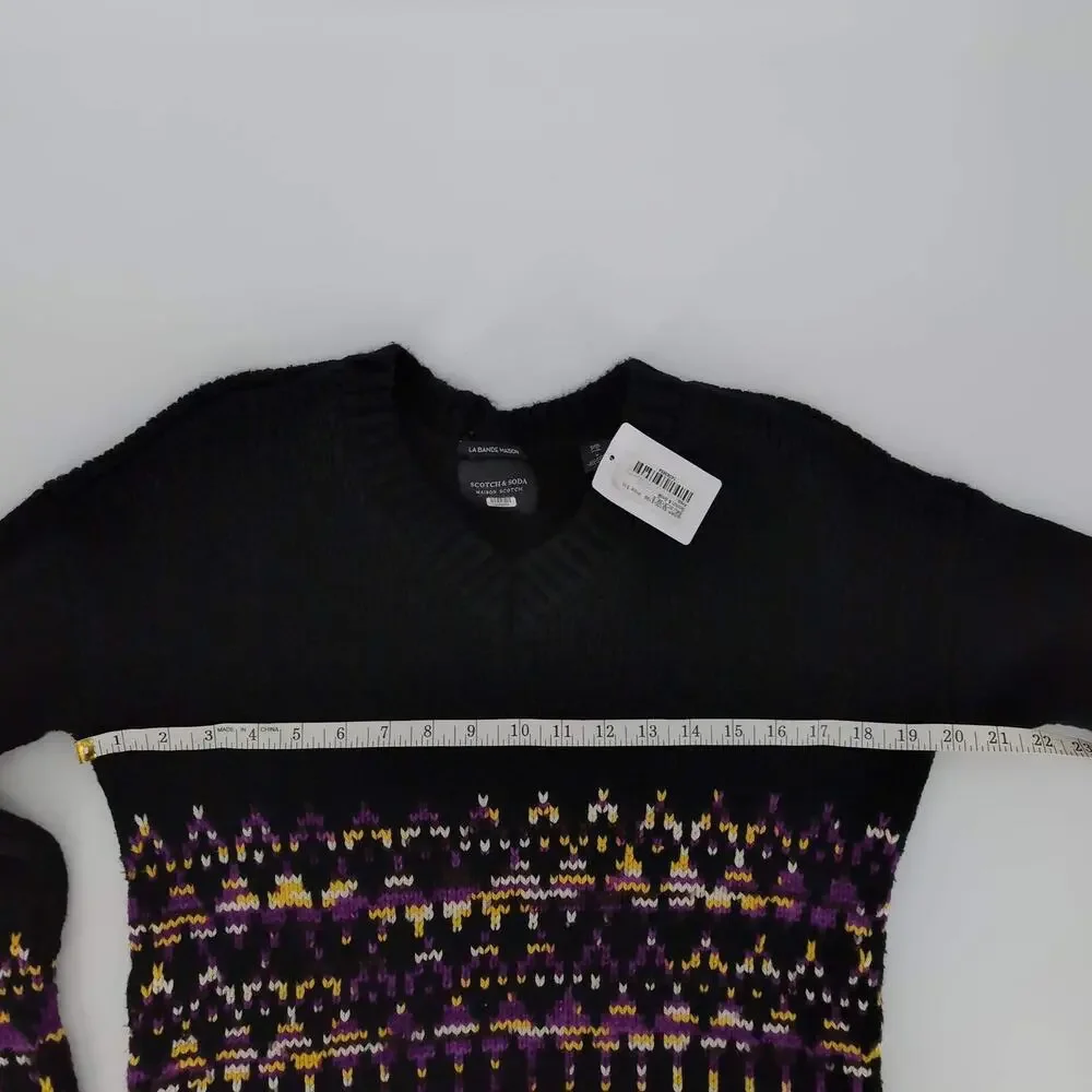 Scotch & Soda La Bande Maison Black Purple Fair Isle Wool Blend Sweater - Size S - Picture 9 of 14
